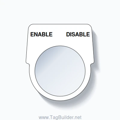 30mm Ring Tag – ENABLE DISABLE, Two-Line Harmony 9001K, Black on White