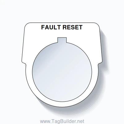 30mm Ring Tag – FAULT RESET, Single-Line Harmony 9001K, Allen-Bradley Compatible, Black on White