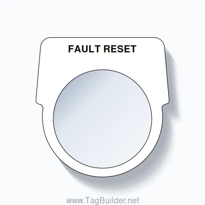 30mm Ring Tag – FAULT RESET, Single-Line Harmony 9001K, Black on White