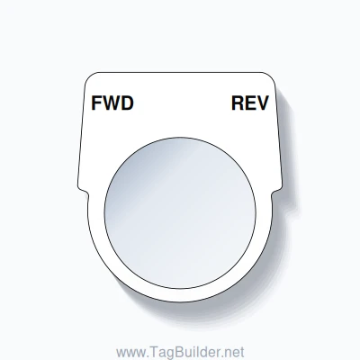 30mm Ring Tag – FWD REV, Two-Line Harmony 9001K, Black on White