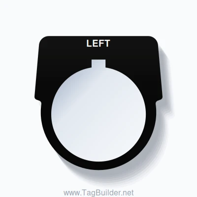 30mm Ring Tag – LEFT, Single-Line Harmony 9001K, Allen-Bradley Compatible, White on Black