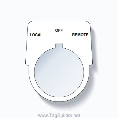 30mm Ring Tag – LOCAL OFF REMOTE, Three-Line Harmony 9001K, Allen-Bradley Compatible, Black on White