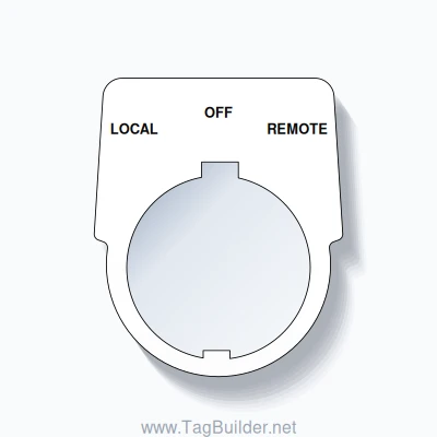 30mm Ring Tag – LOCAL OFF REMOTE, Three-Line Harmony 9001K, Schneider Electric Compatible, Black on White