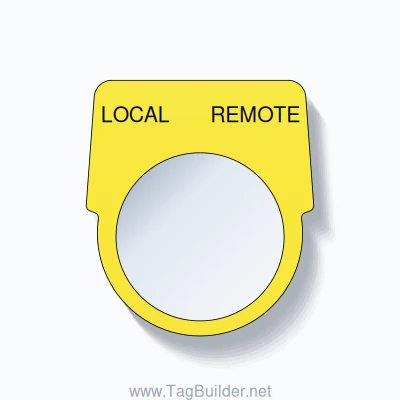 30mm Ring Tag – LOCAL REMOTE, Black on Yellow