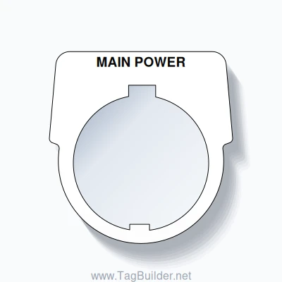 30mm Ring Tag – MAIN POWER, Single-Line Harmony 9001K, Schneider Electric Compatible, Black on White