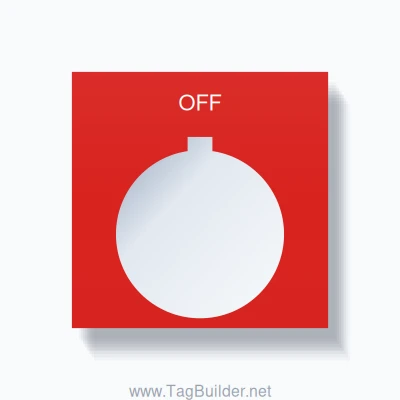 30mm Ring Tag – OFF, Single-Line 800T Square, Allen-Bradley Compatible, White on Red