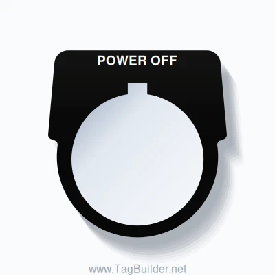 30mm Ring Tag – POWER OFF, Single-Line Harmony 9001K, Allen-Bradley Compatible, White on Black