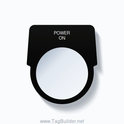 30mm Ring Tag – POWER ON, White on Black