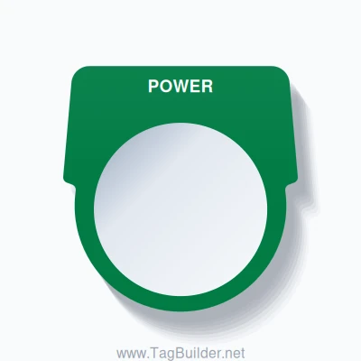 30mm Ring Tag – POWER, Single-Line Harmony 9001K, White on Green