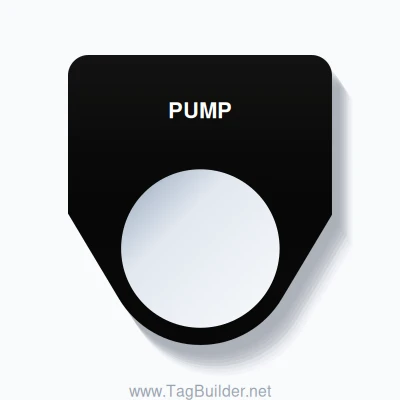 30mm Ring Tag – PUMP, Single-Line Traditional, White on Black