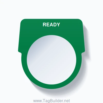 30mm Ring Tag – READY, Single-Line Harmony 9001K, White on Green