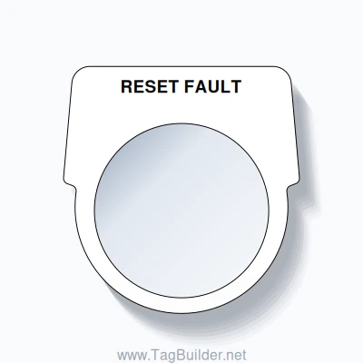 30mm Ring Tag – RESET FAULT, Single-Line Harmony 9001K, Black on White