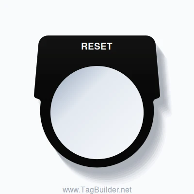 30mm Ring Tag – RESET, Single-Line Harmony 9001K, White on Black