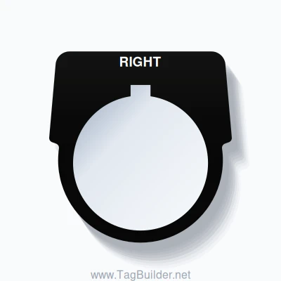 30mm Ring Tag – RIGHT, Single-Line Harmony 9001K, Allen-Bradley Compatible, White on Black