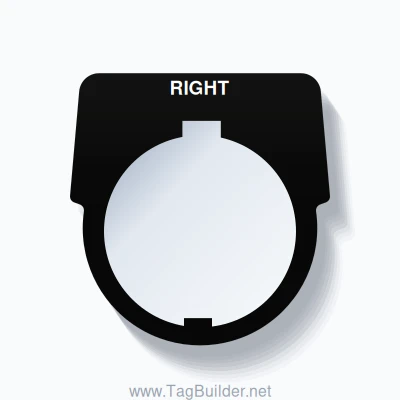 30mm Ring Tag – RIGHT, Single-Line Harmony 9001K, Schneider Electric Compatible, White on Black