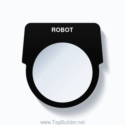 30mm Ring Tag – ROBOT, Single-Line Harmony 9001K, White on Black