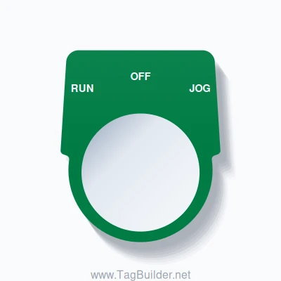 30mm Ring Tag – RUN OFF JOG, Three-Line Harmony 9001K, White on Green