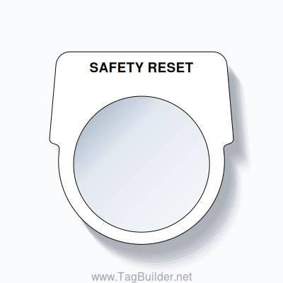 30mm Ring Tag – SAFETY RESET, Single-Line Harmony 9001K, Black on White