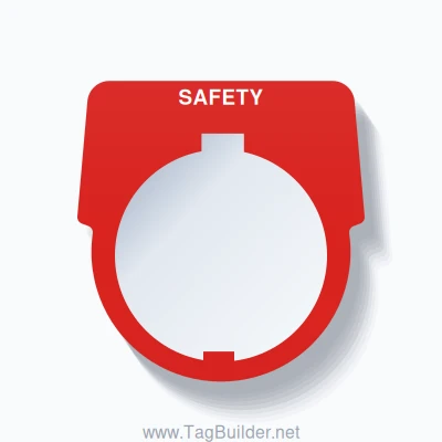 30mm Ring Tag – SAFETY, Single-Line Harmony 9001K, Schneider Electric Compatible, White on Red