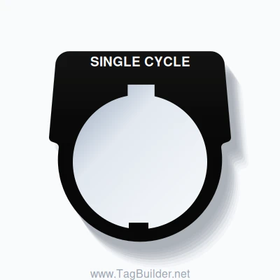 30mm Ring Tag – SINGLE CYCLE, Single-Line Harmony 9001K, Schneider Electric Compatible, White on Black