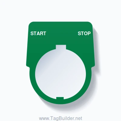 30mm Ring Tag – START STOP, Three-Line Harmony 9001K, Schneider Electric Compatible, White on Green