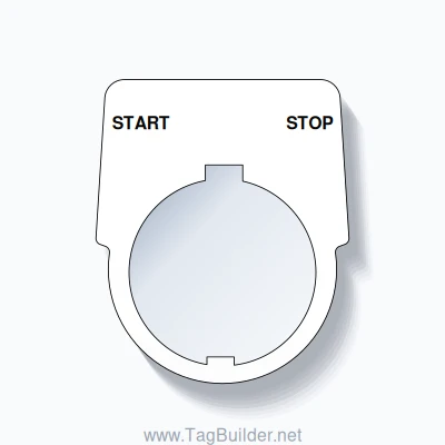 30mm Ring Tag – START STOP, Three-Line Harmony 9001K, Schneider Electric Compatible, Black on White