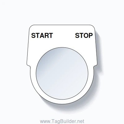 30mm Ring Tag – START STOP, Two-Line Harmony 9001K, Black on White