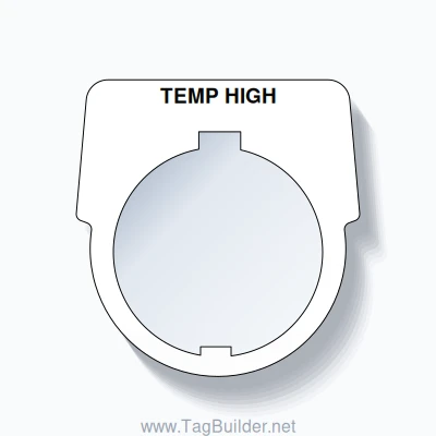 30mm Ring Tag – TEMP HIGH, Single-Line Harmony 9001K, Schneider Electric Compatible, Black on White