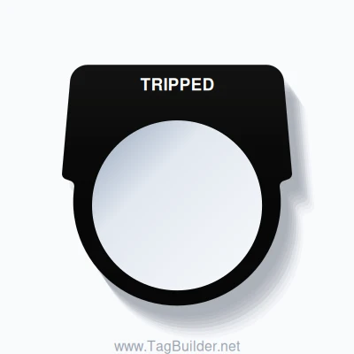 30mm Ring Tag – TRIPPED, Single-Line Harmony 9001K, White on Black