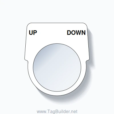 30mm Ring Tag – UP DOWN, Two-Line Harmony 9001K, Black on White