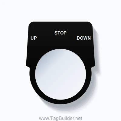 30mm Ring Tag – UP STOP DOWN, Three-Line Harmony 9001K, White on Black