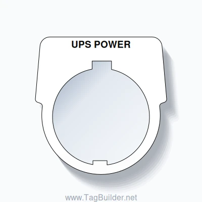 30mm Ring Tag – UPS POWER, Single-Line Harmony 9001K, Schneider Electric Compatible, Black on White
