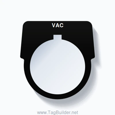 30mm Ring Tag – VAC, Single-Line Harmony 9001K, Allen-Bradley Compatible, White on Black