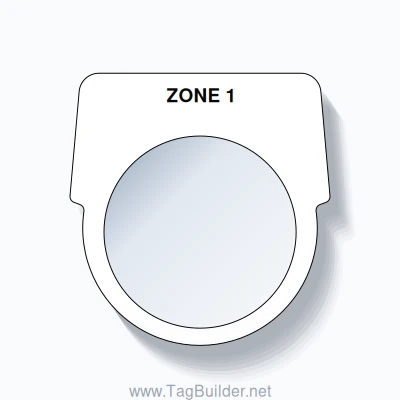 30mm Ring Tag – ZONE 1, Single-Line Harmony 9001K, Black on White