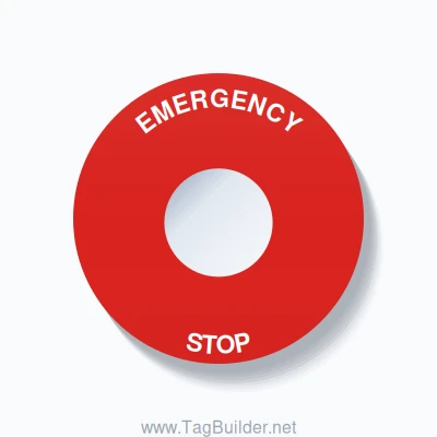 EMERGENCY STOP Arc Circle 60mm - 22mm Standard Red