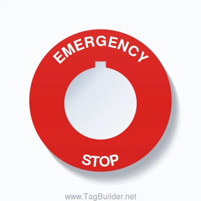EMERGENCY STOP Arc Circle 60mm - 30mm Rockwell Red
