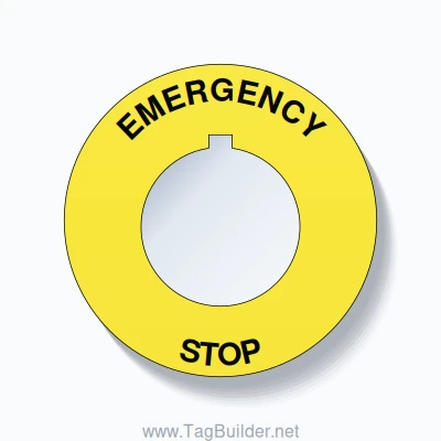 EMERGENCY STOP Arc Circle 60mm - 30mm Rockwell Yellow