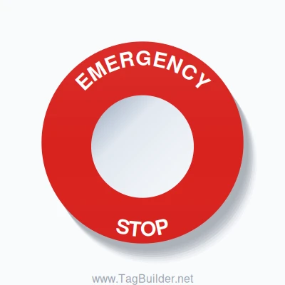 EMERGENCY STOP Arc Circle 60mm - 30mm Standard Red