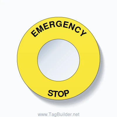 EMERGENCY STOP Arc Circle 60mm - 30mm Standard Yellow
