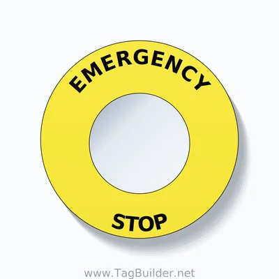 EMERGENCY STOP Arc Circle 60mm - 30mm Standard Yellow thumbnail