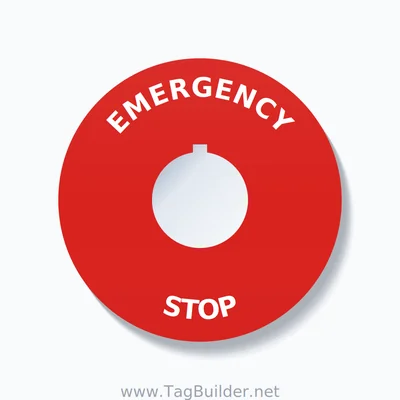 EMERGENCY STOP Arc Circle 90mm - 30mm Rockwell Red thumbnail