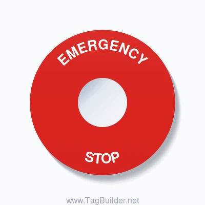 EMERGENCY STOP Arc Circle 90mm - 30mm Standard Red