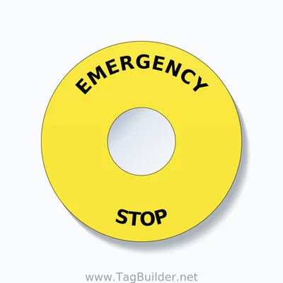EMERGENCY STOP Arc Circle 90mm - 30mm Standard Yellow thumbnail