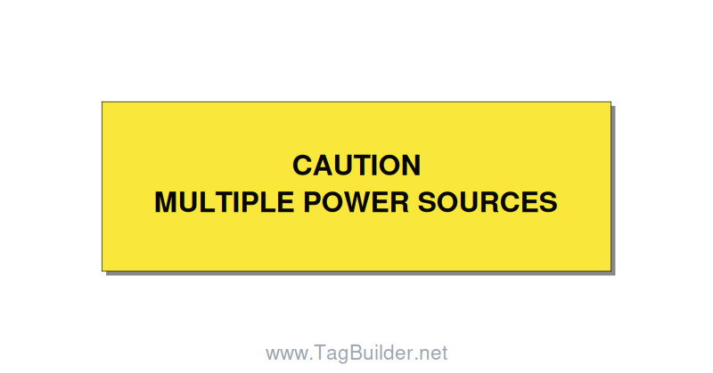3.0x1.0" Caution Safety Label - CAUTION MULTIPLE POWER SO, Black/Yellow, Holes