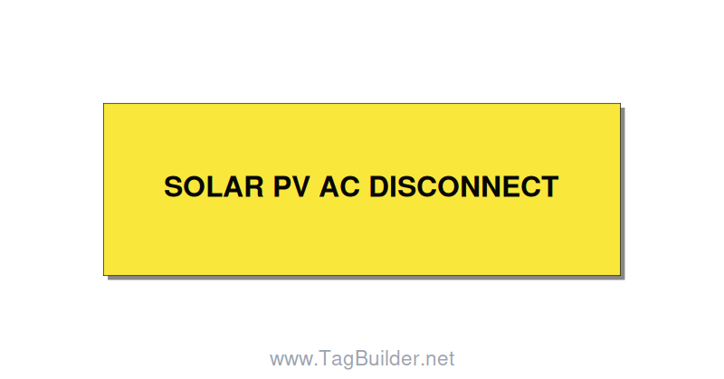 3.0x1.0" Disconnect Switch Label - SOLAR PV AC DISCONNECT, Black/Yellow, Holes
