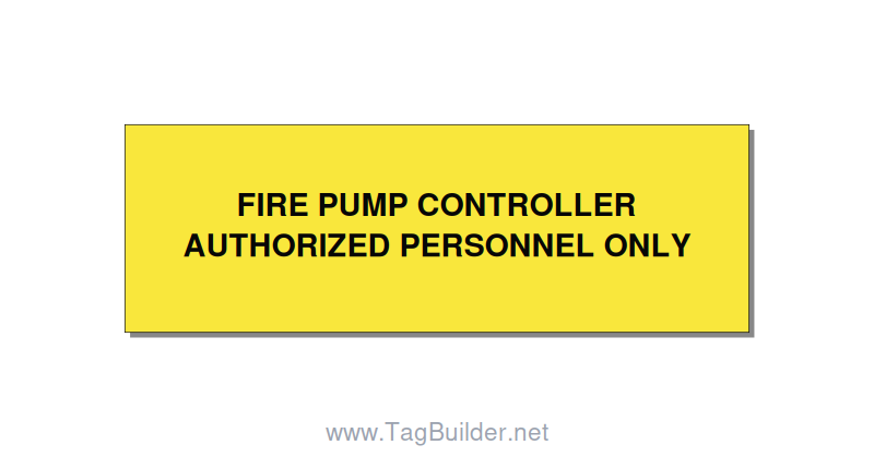 3.0x1.0" Fire Safety Label - FIRE PUMP CONTROLLER AUTH, Black/Yellow, Holes