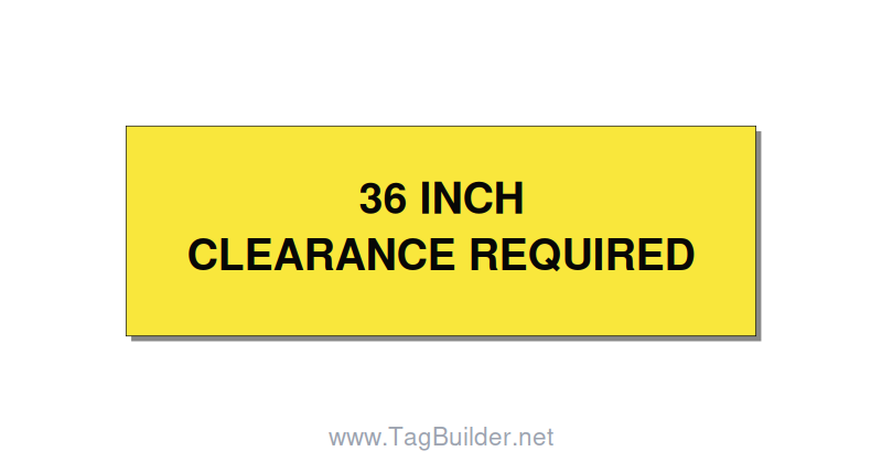 3.0x1.0" Safety Label - 36 INCH CLEARANCE REQUIRE, Black/Yellow, Holes