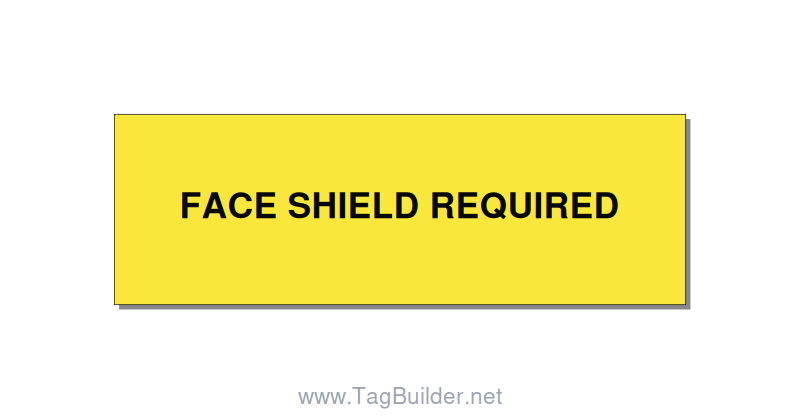 3.0x1.0" Safety Label - FACE SHIELD REQUIRED, Black/Yellow, Holes