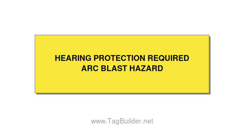 3.0x1.0" Safety Label - HEARING PROTECTION REQUIR, Black/Yellow, Holes