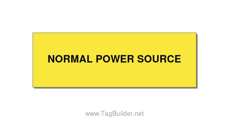 3.0x1.0" Safety Label - NORMAL POWER SOURCE, Black/Yellow, Holes